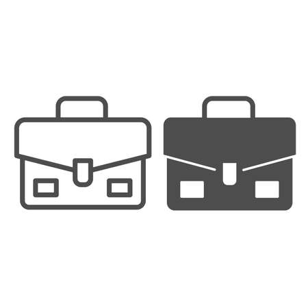 Schoolbag, suitcase, briefcase, bag line and solid icon, education concept, portfolio vector sign on white background, outline style icon for mobile concept and web design. Vector graphics.のイラスト素材