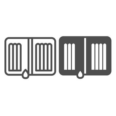 Open pencil case, school, office, college line and solid icon, education concept, pencilcase vector sign on white background, outline style icon for mobile concept and web design. Vector graphics.のイラスト素材