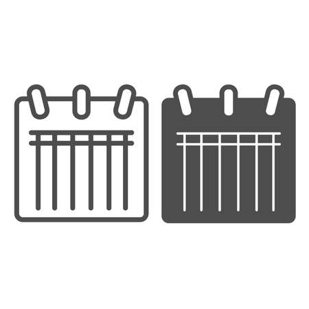 Calendar, timetable, schedule, appointment line and solid icon, education concept, organizer vector sign on white background, outline style icon for mobile concept and web design. Vector graphics.のイラスト素材
