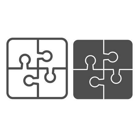 Puzzle, game, jigsaw, thinking, resolve line and solid icon, education concept, solution vector sign on white background, outline style icon for mobile concept and web design. Vector graphics.のイラスト素材