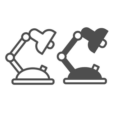 Table lamp, illumination, lighter line and solid icon, education concept, lighting vector sign on white background, outline style icon for mobile concept and web design. Vector graphics.のイラスト素材