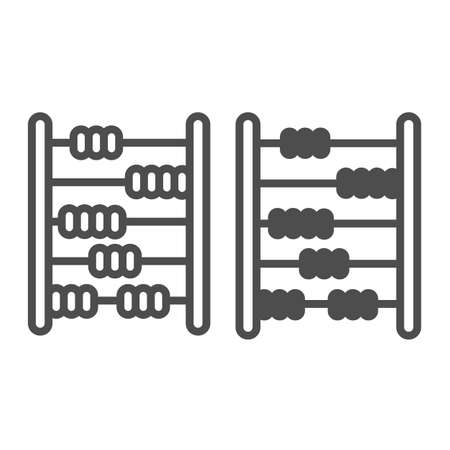 Abacus, math, counting, counter, arithmetic line and solid icon, education concept, accounting vector sign on white background, outline style icon for mobile concept and web design. Vector graphics.のイラスト素材