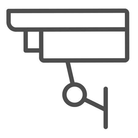 Outdoor Surveillance camera, protection, security, cctv line icon, CCTV concept, safe vector sign on white background, outline style icon for mobile concept and web design. Vector graphics.のイラスト素材