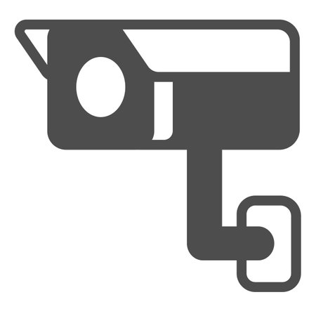 Outdoor Surveillance camera, wall mounted, security solid icon, CCTV concept, safety vector sign on white background, glyph style icon for mobile concept and web design. Vector graphics.のイラスト素材