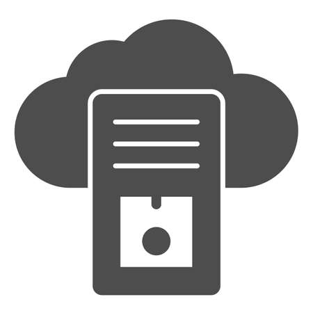 Cloud server, data storage solid icon, CCTV concept, database vector sign on white background, glyph style icon for mobile concept and web design. Vector graphics.のイラスト素材