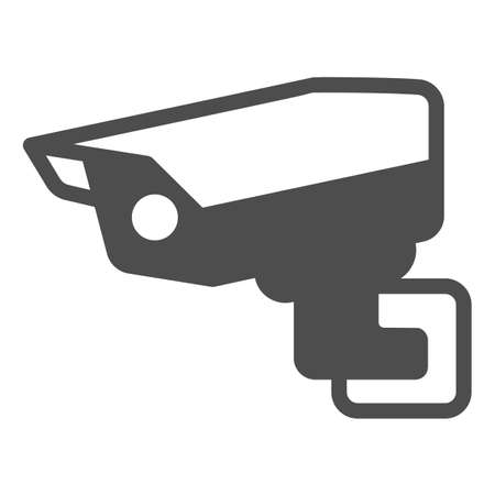 Outdoor Surveillance camera, protection, wall mounted solid icon, CCTV concept, safety vector sign on white background, glyph style icon for mobile concept and web design. Vector graphics.のイラスト素材