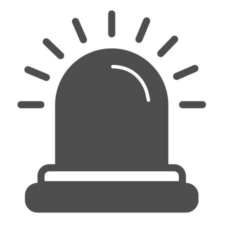 Siren lamp, alarm, signal, emergency, police, flasher solid icon, CCTV concept, alert vector sign on white background, glyph style icon for mobile concept and web design. Vector graphics.のイラスト素材