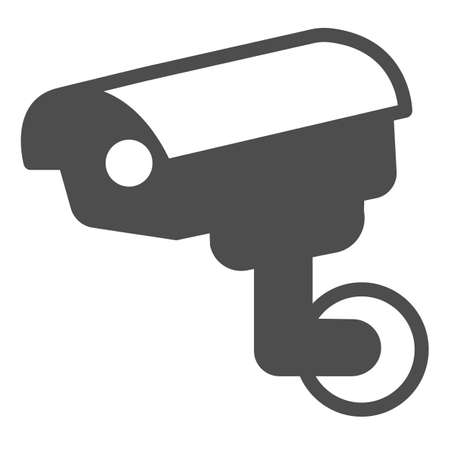 Outdoor Surveillance camera, protection, security, cctv solid icon, CCTV concept, safe vector sign on white background, glyph style icon for mobile concept and web design. Vector graphics.のイラスト素材