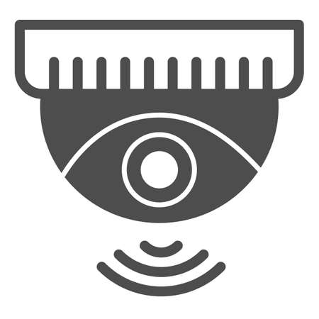 Ceiling outdoor wireless surveillance camera, cctv solid icon, CCTV concept, safety vector sign on white background, glyph style icon for mobile concept and web design. Vector graphics.のイラスト素材