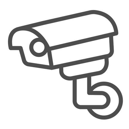 Outdoor Surveillance camera, protection, security, cctv line icon, CCTV concept, safe vector sign on white background, outline style icon for mobile concept and web design. Vector graphics.のイラスト素材