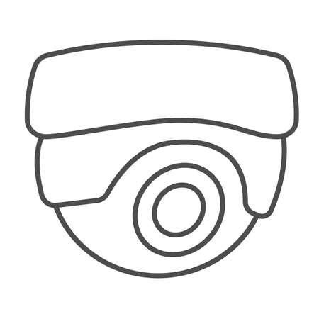Ceiling outdoor surveillance camera, protection, cctv thin line icon, CCTV concept, safety vector sign on white background, outline style icon for mobile concept and web design. Vector graphics.のイラスト素材