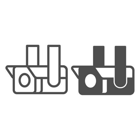 Ceiling outdoor surveillance camera, protection, cctv line and solid icon, CCTV concept, safety vector sign on white background, outline style icon for mobile concept and web design. Vector graphics.のイラスト素材