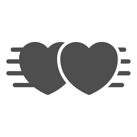 Two hearts together, date, love, relationships solid icon, speed dating concept, unity vector sign on white background, glyph style icon for mobile concept and web design. Vector graphics.のイラスト素材
