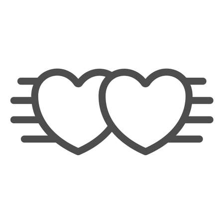 Two hearts together, date, love, relationships line icon, speed dating concept, unity vector sign on white background, outline style icon for mobile concept and web design. Vector graphics.のイラスト素材