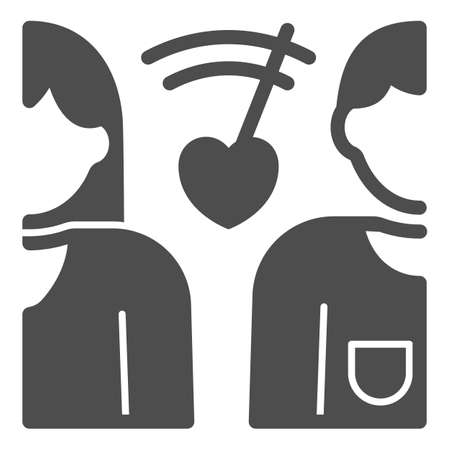 Couple, speedometer, heart, clock, dating solid icon, speed dating concept, speed date vector sign on white background, glyph style icon for mobile concept and web design. Vector graphics.のイラスト素材