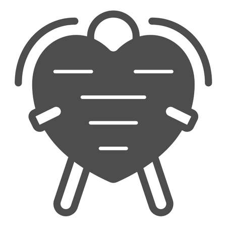 Man holds big heart, postcard solid icon, dating concept, love, valentines day vector sign on white background, glyph style icon for mobile concept and web design. Vector graphics.のイラスト素材