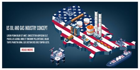 Modern isometric of US oil and gas industry concept. Easy to edit and customize. Vector illustrationのイラスト素材