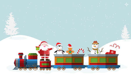 Christmas landing page or background with toy trainのイラスト素材