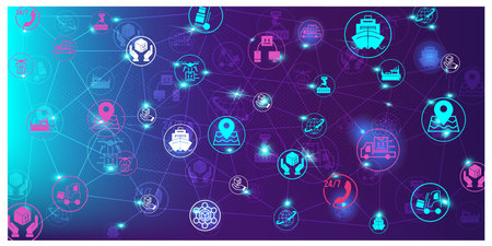 Smart Logistics background with global logistics Warehouse Logistics, Sea Freight Logistics...