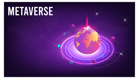Concept of Future digital technology metaverse, colorful background. Vector illustrationのイラスト素材