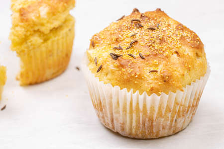 Cornbread Muffins with Cheese on the table