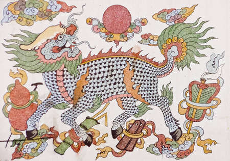 kilin mural in chinese painting styleのeditorial素材