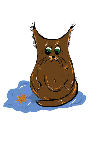 sad kitten in a pool of autumnのイラスト素材