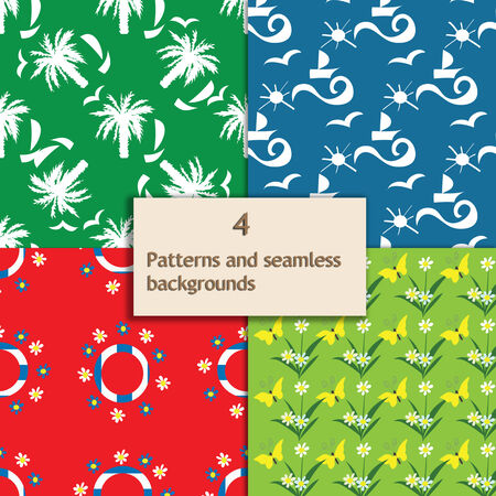 four colorful summer vector texture pattern setのイラスト素材