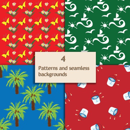four colorful summer vector texture pattern setのイラスト素材
