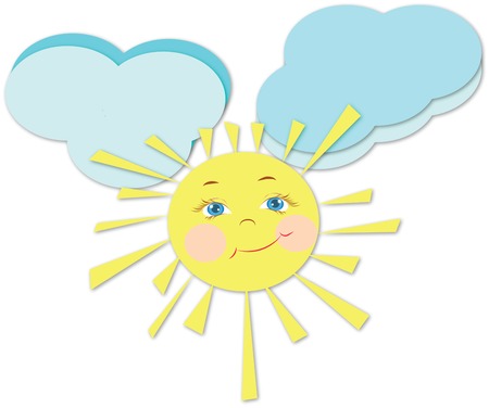 fun and laughing in the sun blue cloudsのイラスト素材