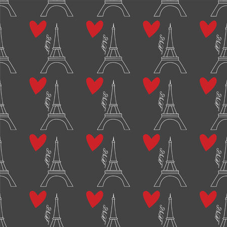 love pattern with heart and Eiffel Towerのイラスト素材
