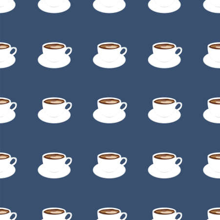 vector pattern with white cup and saucer with coffeeのイラスト素材