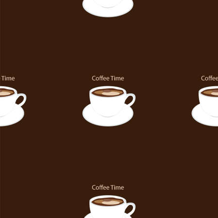 vector pattern with white cup and saucer with coffeeのイラスト素材