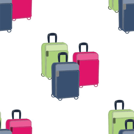 pattern of a set of multi-colored road suitcasesのイラスト素材