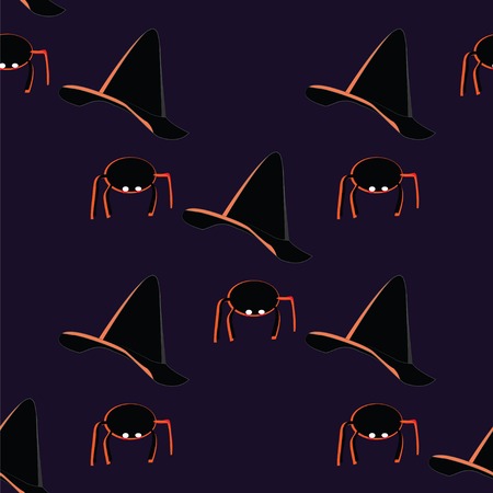 pattern for Halloween witch hat with spiderのイラスト素材