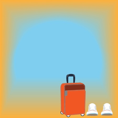 Orange bag and white sneakers vacation tripのイラスト素材