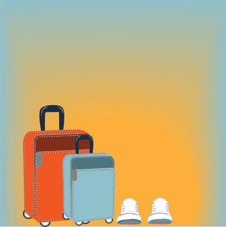 blue bag and white sneakers vacation tripのイラスト素材