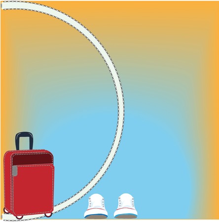 red bag and white sneakers vacation tripのイラスト素材