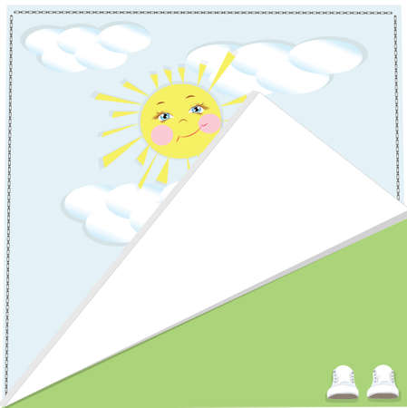 summer background clouds wrapped angle sun sneakersのイラスト素材