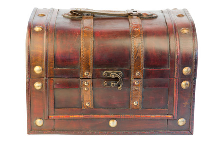 old wooden trunk isolated retro vintage white background