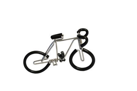 bicycle model toy from wire isolated on white backgroundの写真素材
