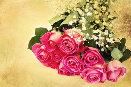 bouquet of pink roses floral background is love tenderness vintage retro selective soft focusの写真素材