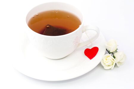 Tea heart on a white background organic eco healthy life relaxation wedding flowersの写真素材