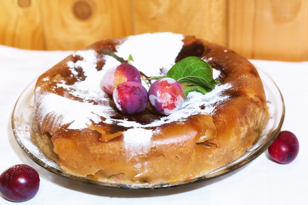 plum cake rustic style selective soft focusの写真素材