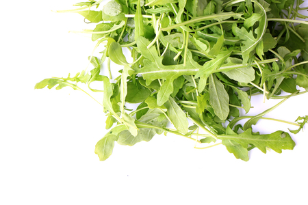 arugula salad isolated on white background healthy lifestyle, green eco life dietの写真素材