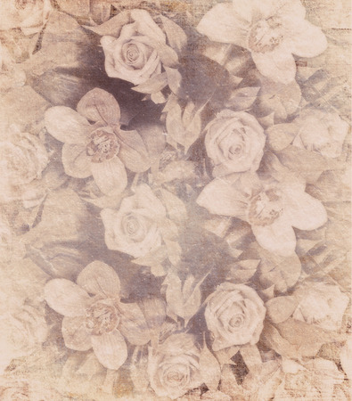 Romantic floral vintage shabby chic backgroundの写真素材