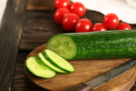 vegan vegetable background, sliced cucumber soft selectiveの写真素材