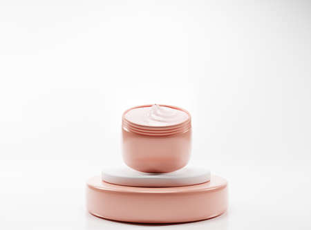 face cream on a pink podium. Mockup 3d illustrationの写真素材