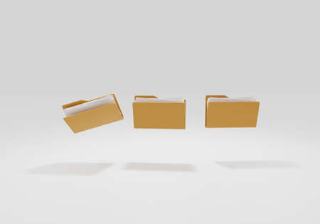 3D folder icon with documents. business concept. 3d render illustrationの写真素材