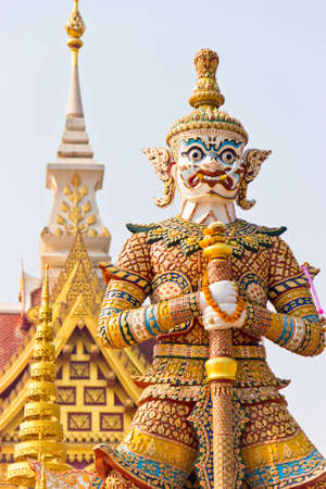 Statue of Thai giant guardian in the templeの写真素材